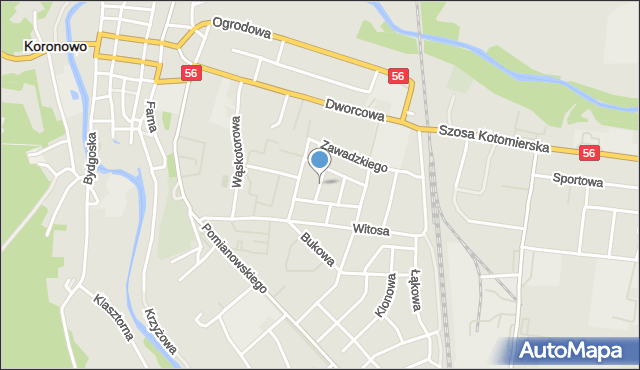 Koronowo powiat bydgoski, Moniuszki Stanisława, mapa Koronowo powiat bydgoski