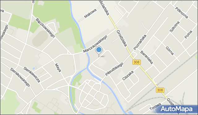 Kościan, Moniuszki Stanisława, mapa Kościan