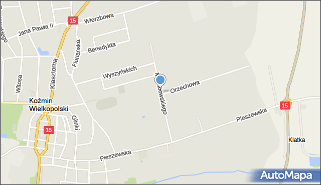 Koźmin Wielkopolski, Modlibowskiego Józefa, mapa Koźmin Wielkopolski