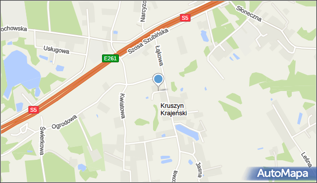 Kruszyn Krajeński, Mokra, mapa Kruszyn Krajeński
