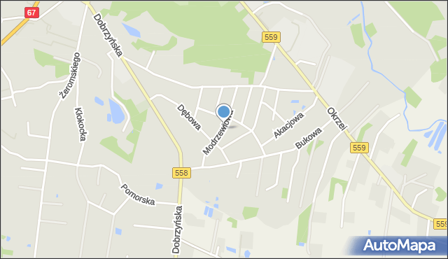 Lipno, Modrzewiowa, mapa Lipno