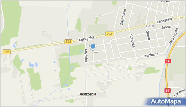 Łowicz, Moniuszki Stanisława, mapa Łowicza