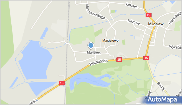 Miłosław powiat wrzesiński, Mostowa, mapa Miłosław powiat wrzesiński