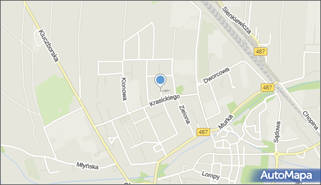 Olesno, Modrzewiowa, mapa Olesno