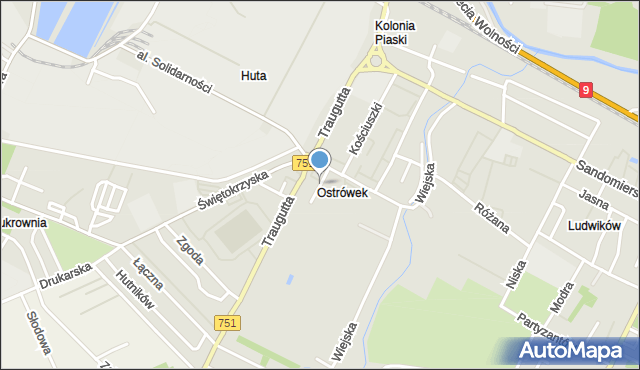 Ostrowiec Świętokrzyski, Moniuszki Stanisława, mapa Ostrowiec Świętokrzyski