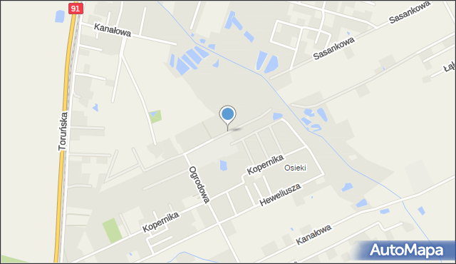 Papowo Toruńskie, Modrzewiowa, mapa Papowo Toruńskie