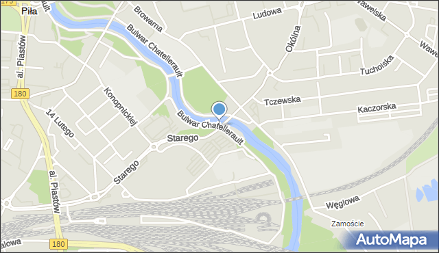 Piła, Most Zygmunta I Starego, mapa Piły