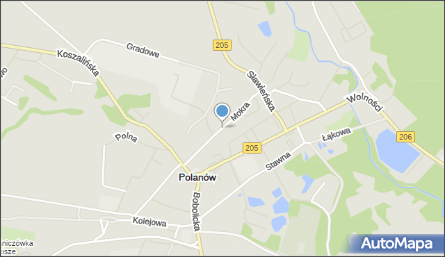Polanów powiat koszaliński, Mokra, mapa Polanów powiat koszaliński