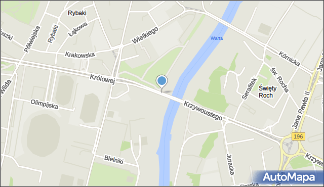 Poznań, Most Królowej Jadwigi, mapa Poznania