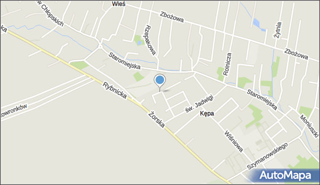 Pszczyna, Modrzewiowa, mapa Pszczyny