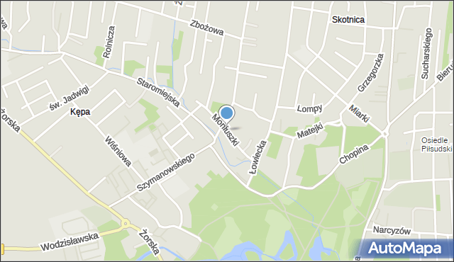 Pszczyna, Moniuszki Stanisława, mapa Pszczyny