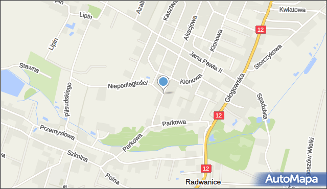 Radwanice powiat polkowicki, Modrzewiowa, mapa Radwanice powiat polkowicki