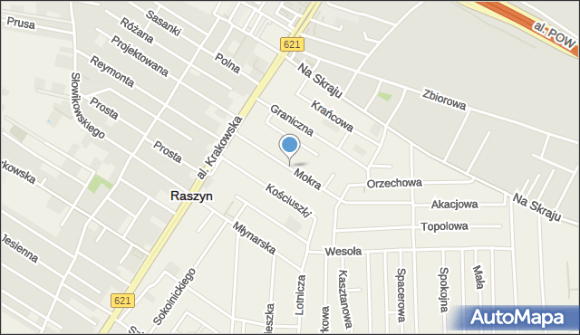 Raszyn powiat pruszkowski, Mokra, mapa Raszyn powiat pruszkowski