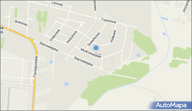 Siedlce, Modrzewiowa, mapa Siedlce