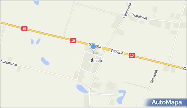 Śmielin, Modrzewiowa, mapa Śmielin