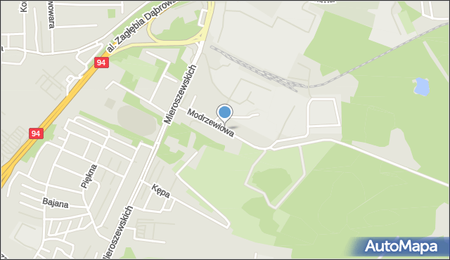 Sosnowiec, Modrzewiowa, mapa Sosnowca