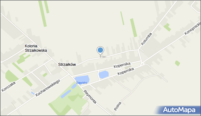 Strzałków gmina Radomsko, Moniuszki Stanisława, mapa Strzałków gmina Radomsko