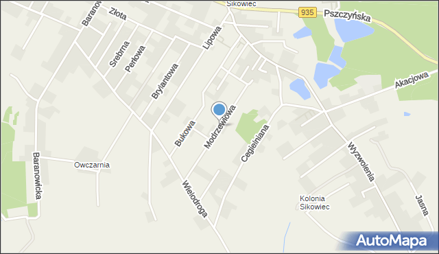 Suszec powiat pszczyński, Modrzewiowa, mapa Suszec powiat pszczyński