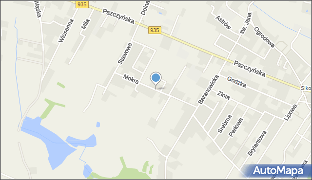 Suszec powiat pszczyński, Mokra, mapa Suszec powiat pszczyński