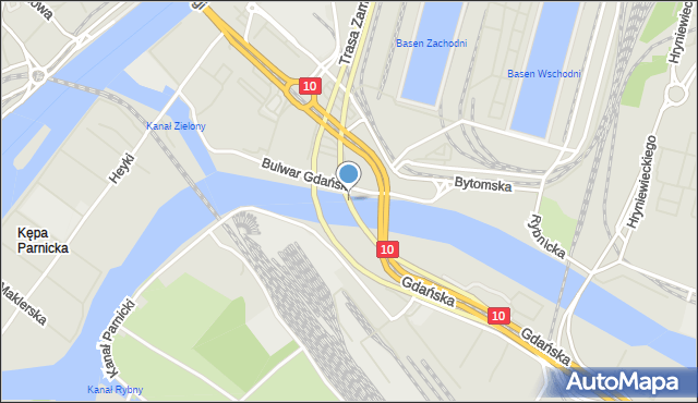 Szczecin, Most Łabudy Jerzego, mapa Szczecina