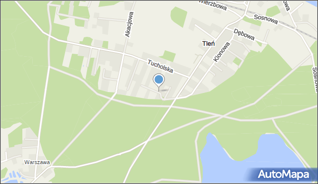 Tleń, Modrzewiowa, mapa Tleń