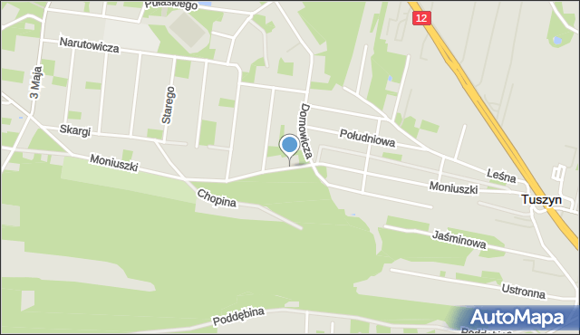 Tuszyn powiat łódzki wschodni, Moniuszki Stanisława, mapa Tuszyn powiat łódzki wschodni