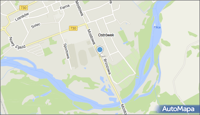 Warka, Mostowa, mapa Warka