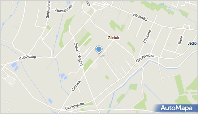 Wodzisław Śląski, Modrzewiowa, mapa Wodzisławia Śląskiego