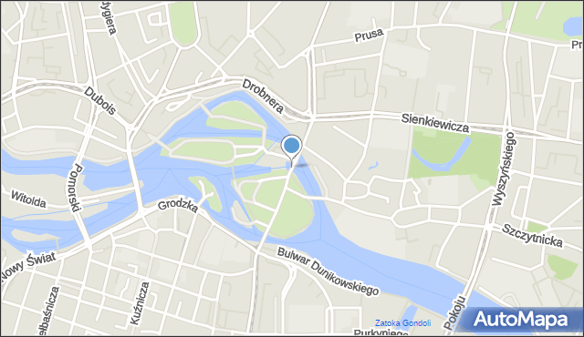 Wrocław, Most Młyński Południowy, mapa Wrocławia