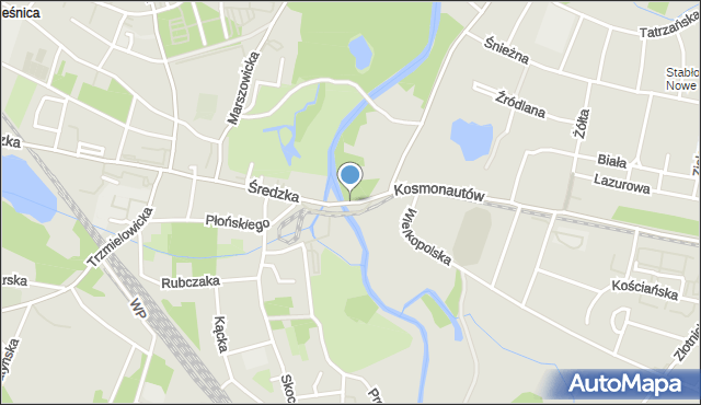 Wrocław, Mosty Średzkie, mapa Wrocławia