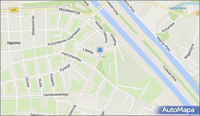 Wrocław, Monte Cassino, mapa Wrocławia