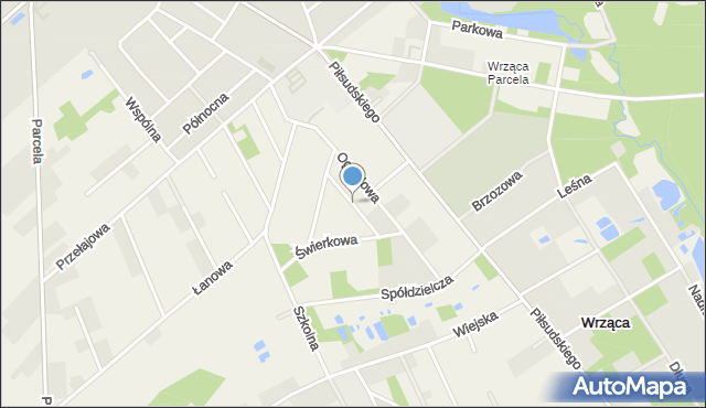 Wrząca gmina Lutomiersk, Modrzewiowa, mapa Wrząca gmina Lutomiersk