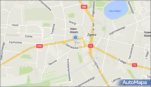 Zgierz, Moniuszki Stanisława, mapa Zgierz