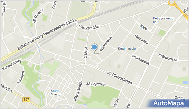 Olsztyn, Mrongowiusza Krzysztofa Celestyna, mapa Olsztyna