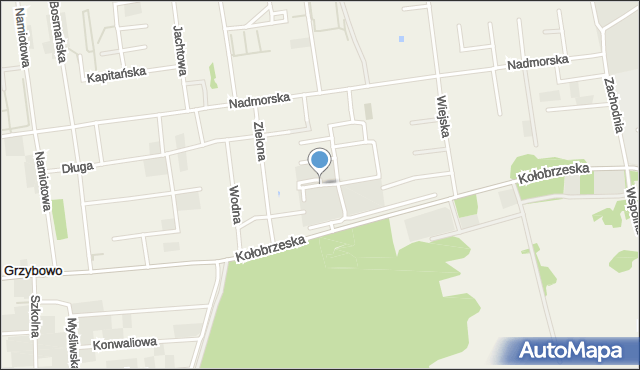 Grzybowo gmina Kołobrzeg, Muszelkowa, mapa Grzybowo gmina Kołobrzeg