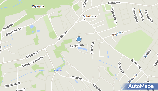 Szczecin, Muzyczna, mapa Szczecina