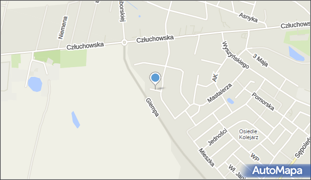 Chojnice, Myśliwka Bernarda, hm., mapa Chojnic