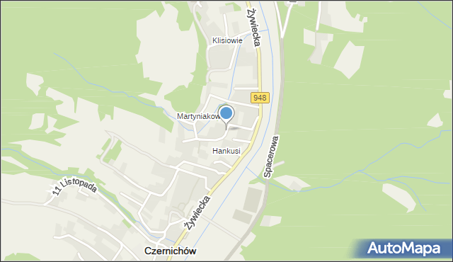 Czernichów powiat żywiecki, Myśliwska, mapa Czernichów powiat żywiecki