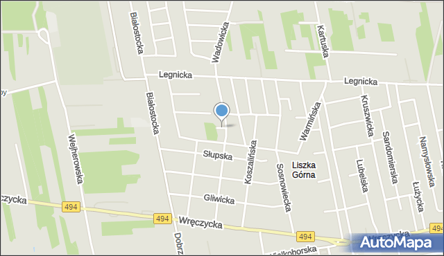 Częstochowa, Myślenicka, mapa Częstochowy