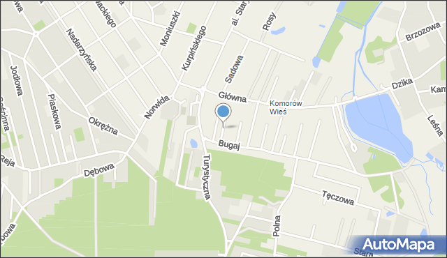 Komorów gmina Michałowice, Myśliwska, mapa Komorów gmina Michałowice