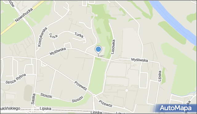 Kraków, Myśliwska, mapa Krakowa