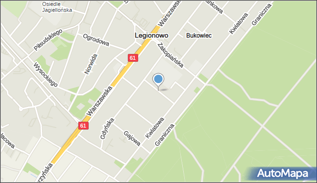 Legionowo, Myśliwska, mapa Legionowo