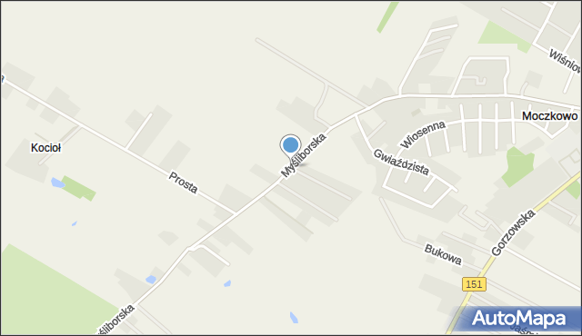 Moczkowo, Myśliborska, mapa Moczkowo