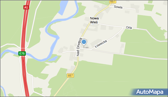 Nowa Wieś gmina Lubicz, Myśliwska, mapa Nowa Wieś gmina Lubicz
