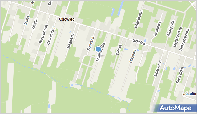 Osowiec gmina Żabia Wola, Myśliwiecka, mapa Osowiec gmina Żabia Wola