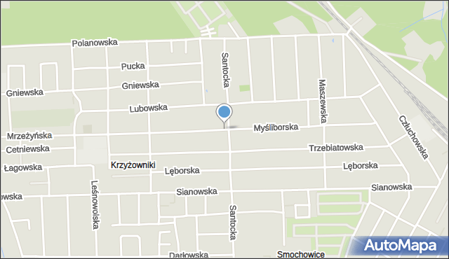 Poznań, Myśliborska, mapa Poznania