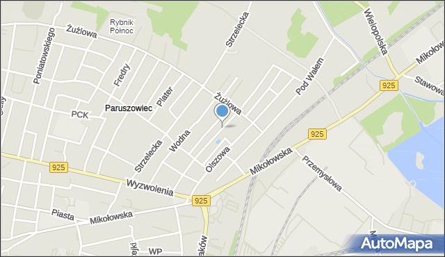 Rybnik, Myśliwska, mapa Rybnika