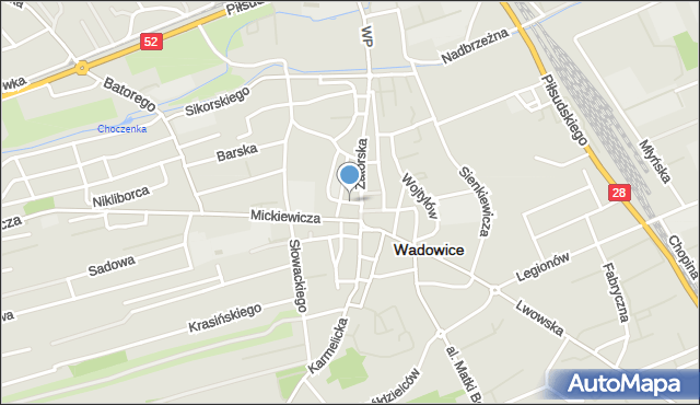 Wadowice, Mydlarska, mapa Wadowice