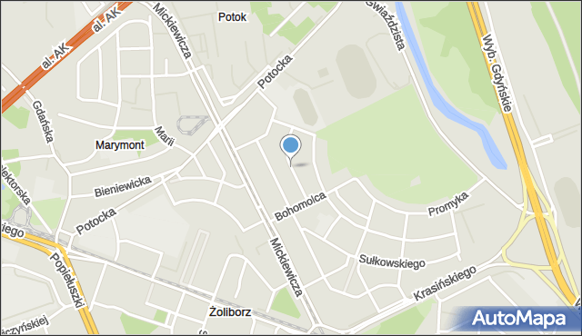 Warszawa, Mysłowicka, mapa Warszawy