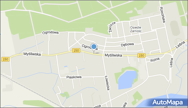 Wronki powiat szamotulski, Myśliwska, mapa Wronki powiat szamotulski